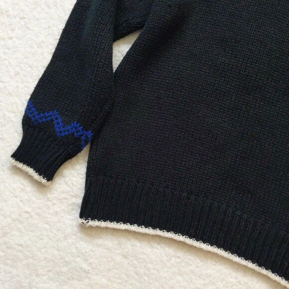 Vintage 1980s Design Zone Knit Sweater Roses Floral Mock Neck Black Size Small - Picture 6 of 7